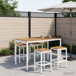 Table de bar blanche, pour le jardin, 141 &times; 80,5 &times; 105 cm