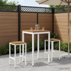Table de bar, naturelle et blanche, pour le jardin