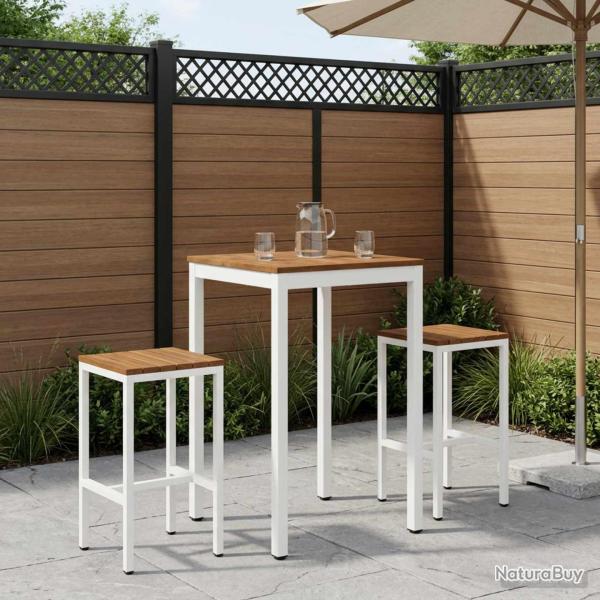 Table de bar, naturelle et blanche, pour le jardin