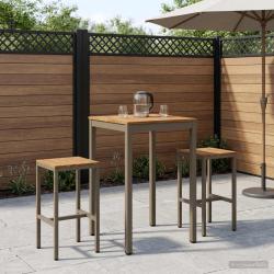 Table de bar, naturelle et caf&eacute;, pour le jardin