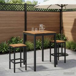 Table de bar, naturelle et noire, pour le jardin