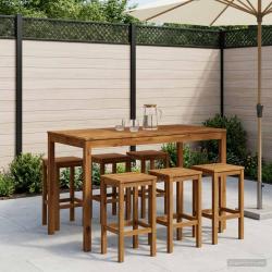 Table de bar, naturel, pour le jardin, 141 &times; 80,5 &times; 105 cm