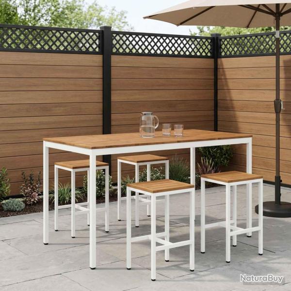 Table de bar naturelle et blanche pour le jardin, 196 � 100,5 � 105 cm