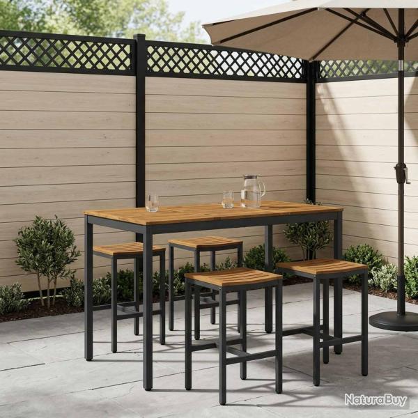 Table de bar, naturel et noir, pour le jardin, 141 � 80,5 � 105 cm