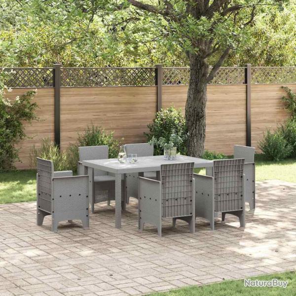 Table gris clair en rotin synth�tique PE pour la cuisine, 150 � 100 � 73 cm