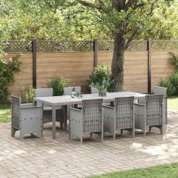 Table gris clair en rotin synth&eacute;tique PE pour la cuisine, 250 &times; 100 &times; 73 cm