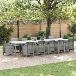 Table gris clair en rotin synth&eacute;tique PE pour la cuisine, 400 &times; 100 &times; 73 cm
