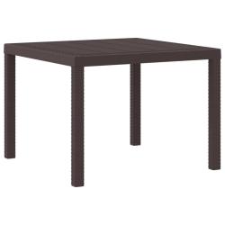 Table marron en polyrotin pour la cuisine, 100 &times; 100 &times; 73 cm