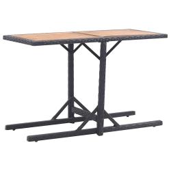 Table noire en bois d'acacia massif et r&eacute;sine tress&eacute;e pour le jardin