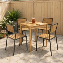 Table de repas de jardin blanche, 60 &times; 60,5 &times; 75 cm