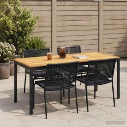 Table de repas de jardin blanche et noire, 147 &times; 88,5 &times; 75 cm
