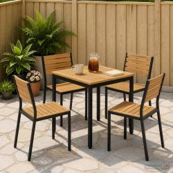 Table de repas de jardin blanche et noire, 60 &times; 60,5 &times; 75 cm