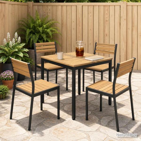 Table de repas de jardin blanche et noire, 70 � 68,5 � 75 cm