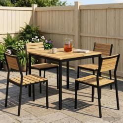 Table de repas de jardin blanche et noire, 80 &times; 80,5 &times; 75 cm