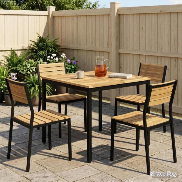 Table de repas de jardin blanche et noire, 80 � 80,5 � 75 cm