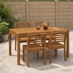 Table &agrave; manger naturelle pour le jardin, 141 &times; 80,5 &times; 75 cm