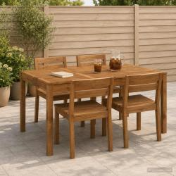 Table &agrave; manger naturelle pour le jardin, 147 &times; 88,5 &times; 75 cm