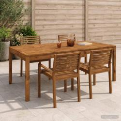 Table de repas de jardin naturelle, 196 &times; 100,5 &times; 75 cm