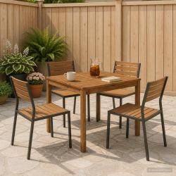 Table &agrave; manger naturelle pour le jardin, 80 &times; 80,5 &times; 75 cm