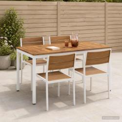 Table de repas de jardin naturelle et blanche, 108,5 &times; 55 &times; 75 cm