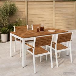 Table de repas de jardin naturelle et blanche, 141 &times; 80,5 &times; 75 cm
