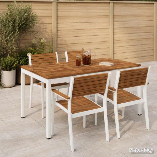 Table de repas de jardin naturelle et blanche, 141 � 80,5 � 75 cm