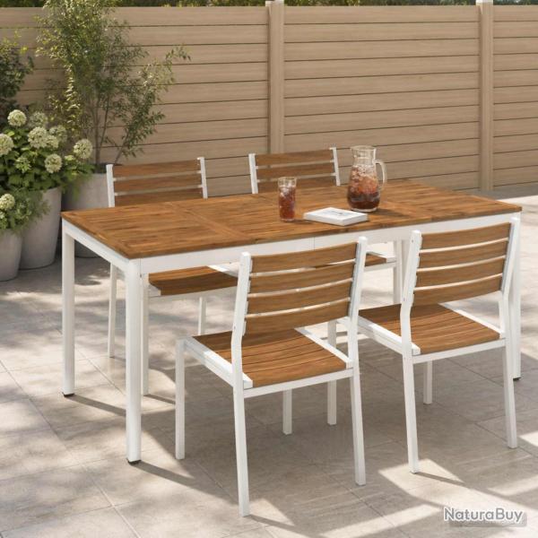 Table de repas de jardin naturelle et blanche, 180 � 88,5 � 75 cm