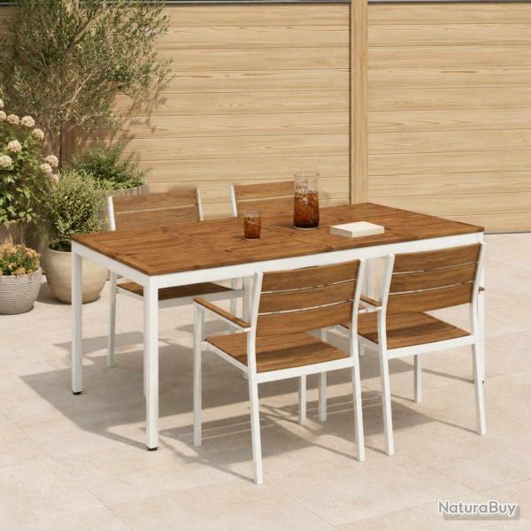 Table de repas de jardin naturelle et blanche, 196 � 100,5 � 75 cm