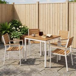 Table de repas de jardin naturelle et blanche, 60 &times; 60,5 &times; 75 cm