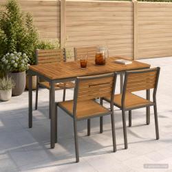Table de repas naturelle et caf&eacute;, pour le jardin, 108,5 &times; 55 &times; 75 cm