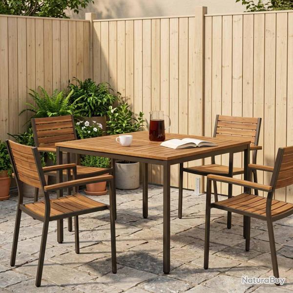 Table de repas naturelle et caf�, pour le jardin, 110 � 108,5 � 75 cm
