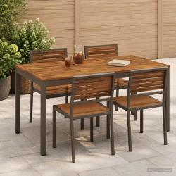 Table de repas naturelle et caf&eacute;, pour le jardin, 141 &times; 80,5 &times; 75 cm
