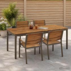 Table de repas naturelle et caf&eacute;, pour le jardin, 147 &times; 88,5 &times; 75 cm