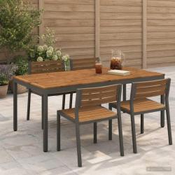Table de repas naturelle et caf&eacute;, pour le jardin, 196 &times; 100,5 &times; 75 cm