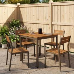 Table de repas naturelle et caf&eacute;, pour le jardin, 60 &times; 60,5 &times; 75 cm