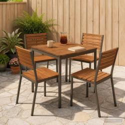 Table de repas naturelle et caf&eacute;, pour le jardin, 70 &times; 68,5 &times; 75 cm