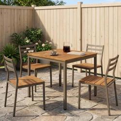 Table de repas naturelle et caf&eacute;, pour le jardin, 80 &times; 80,5 &times; 75 cm