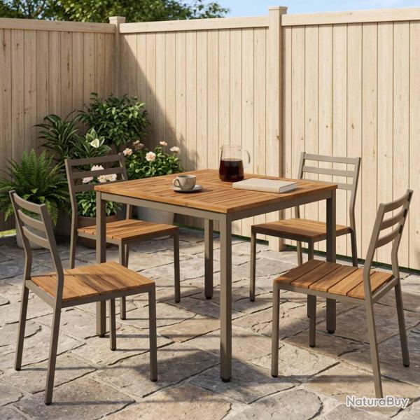 Table de repas naturelle et caf�, pour le jardin, 80 � 80,5 � 75 cm