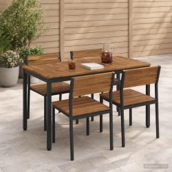 Table de repas naturelle et noire, pour le jardin, 108,5 &times; 55 &times; 75 cm