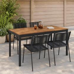 Table de repas naturelle et noire, pour le jardin, 141 &times; 80,5 &times; 75 cm