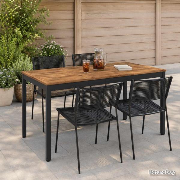 Table de repas naturelle et noire, pour le jardin, 141 � 80,5 � 75 cm