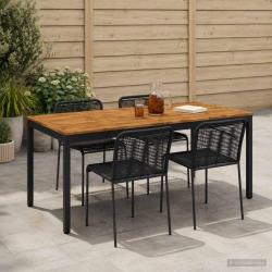 Table de repas naturelle et noire, pour le jardin, 147 &times; 88,5 &times; 75 cm