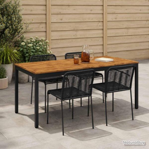 Table de repas naturelle et noire, pour le jardin, 147 � 88,5 � 75 cm