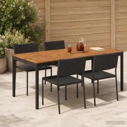 Table de repas naturelle et noire, pour le jardin, 196 &times; 100,5 &times; 75 cm