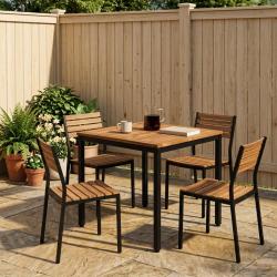 Table de repas naturelle et noire, pour le jardin, 70 &times; 68,5 &times; 75 cm