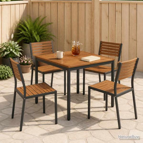 Table de repas naturelle et noire, pour le jardin, 80 � 80,5 � 75 cm