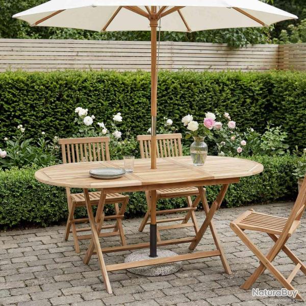 Table pliante, naturelle, pour le jardin, 160 � 80 � 76 cm