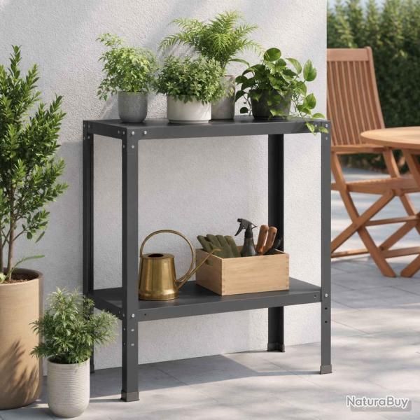 Table de rempotage, en acier enduit de poudre, noire, pour le jardin, 100 � 40 � 80 cm