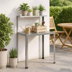 Table de rempotage, en acier galvanis&eacute;, argent&eacute;e, pour le jardin, 100 &times; 50 &times; 104 cm