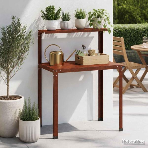 Table de rempotage, en acier patin�, rouill�e, pour le jardin, 100 � 50 � 104 cm